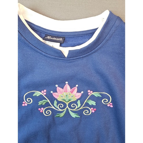 Pembrook Blue Floral Embroidered Sweatshirt Jogger Pants Set Women's Size L NWT - Picture 2 of 12